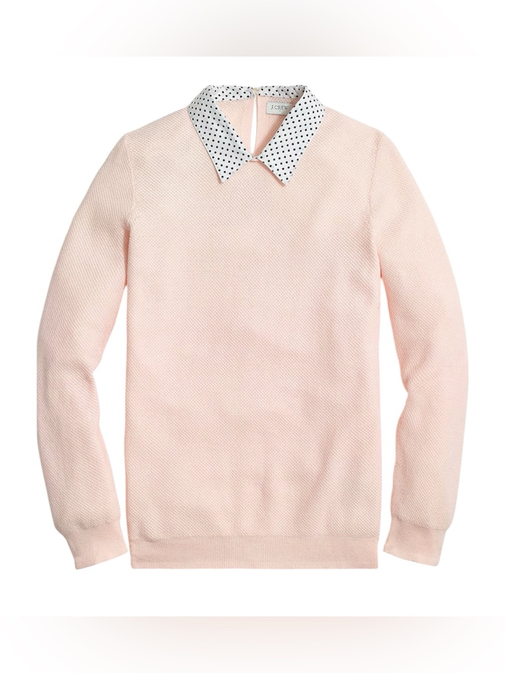 NEW J. Crew Blush Pink Textured Polka Dot Collar Sweater